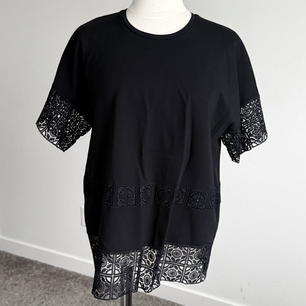 Max Mara Italy Boxy Top L Lace Cutout Quality Office Minimalist Casual Office